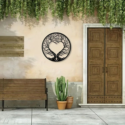 1PC Tree of Life Home Wall Sculpture, Heart shaped Tree Metal Wall Art