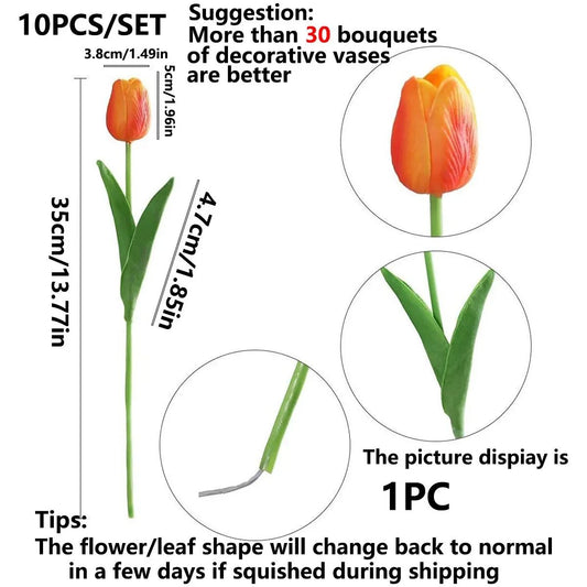 10Pcs Real Touch Tulip Flowers 35cm Artificial Bouquet DIY Wedding Decor