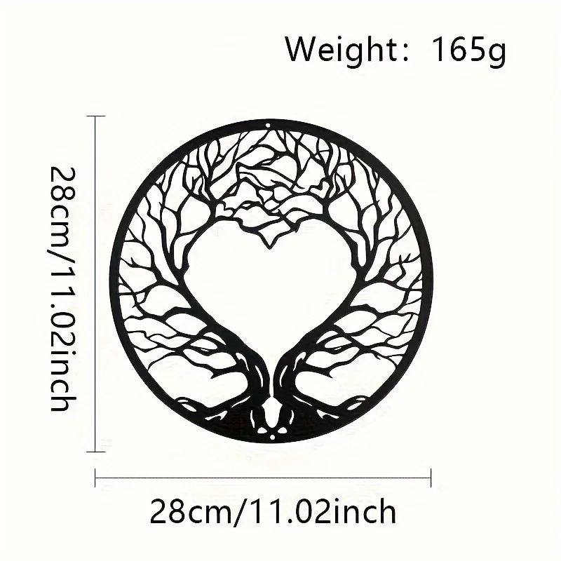 1PC Tree of Life Home Wall Sculpture, Heart shaped Tree Metal Wall Art