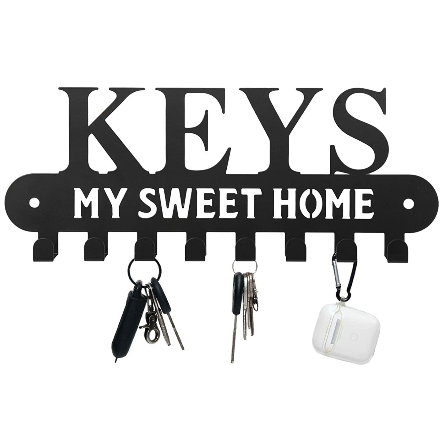 Sweet Home' Key Holder With Wall-Mounted Coat Rack-Metal ,Entryway Storage Rack