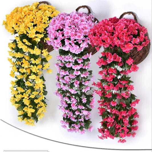 100CM Violet Orchid Wall Hanging Basket – Wedding & Party Fake Flower Decor