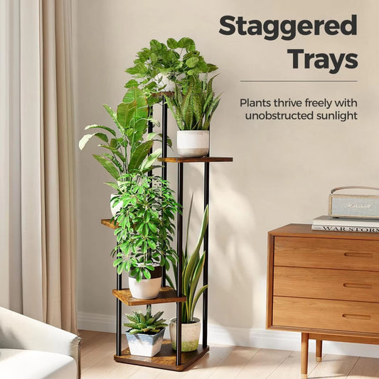 4 Tier Plant Stand Wooden Shelves