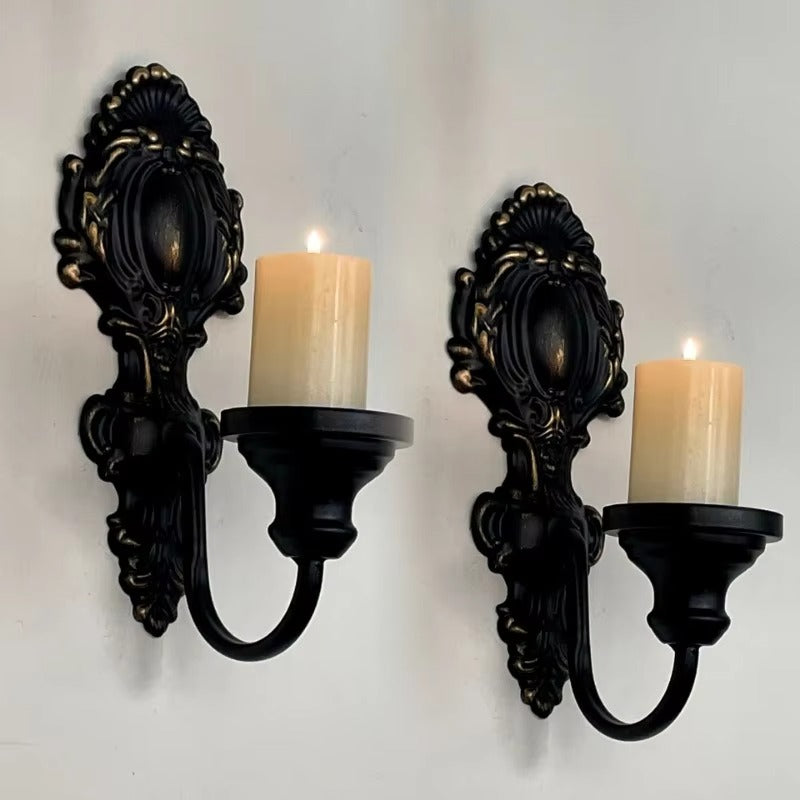 2pcs American Wall-mounted Candle Holder Wrought Iron Rural Pastoral Home Decor