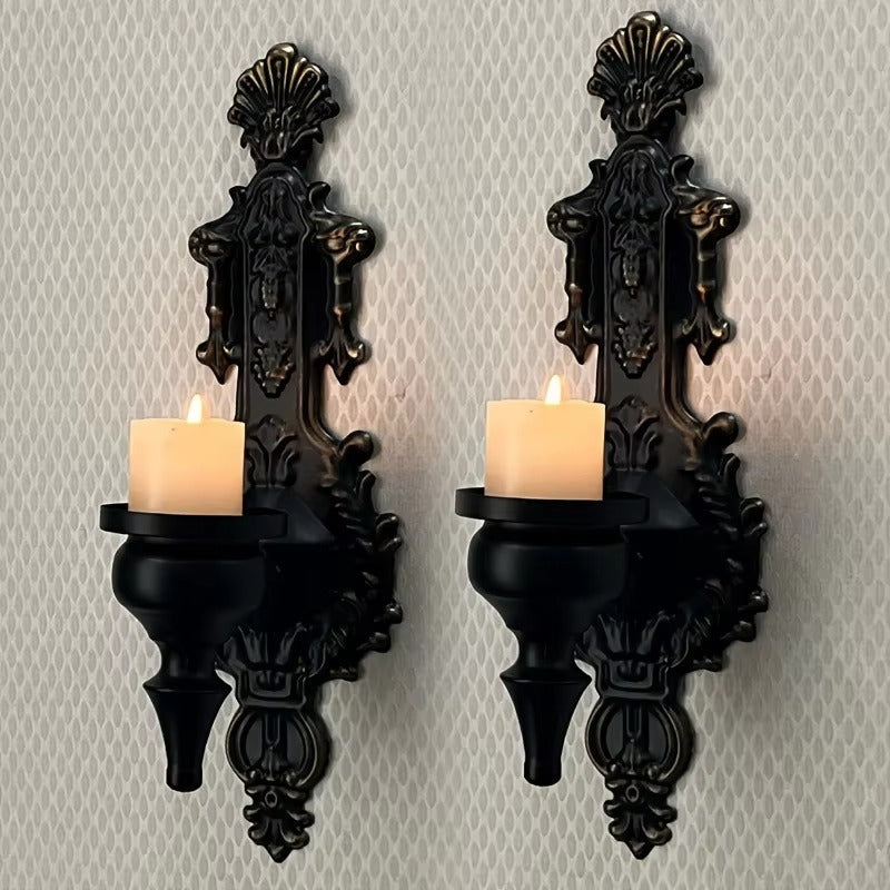 2pcs American Wall-mounted Candle Holder Wrought Iron Rural Pastoral Home Decor
