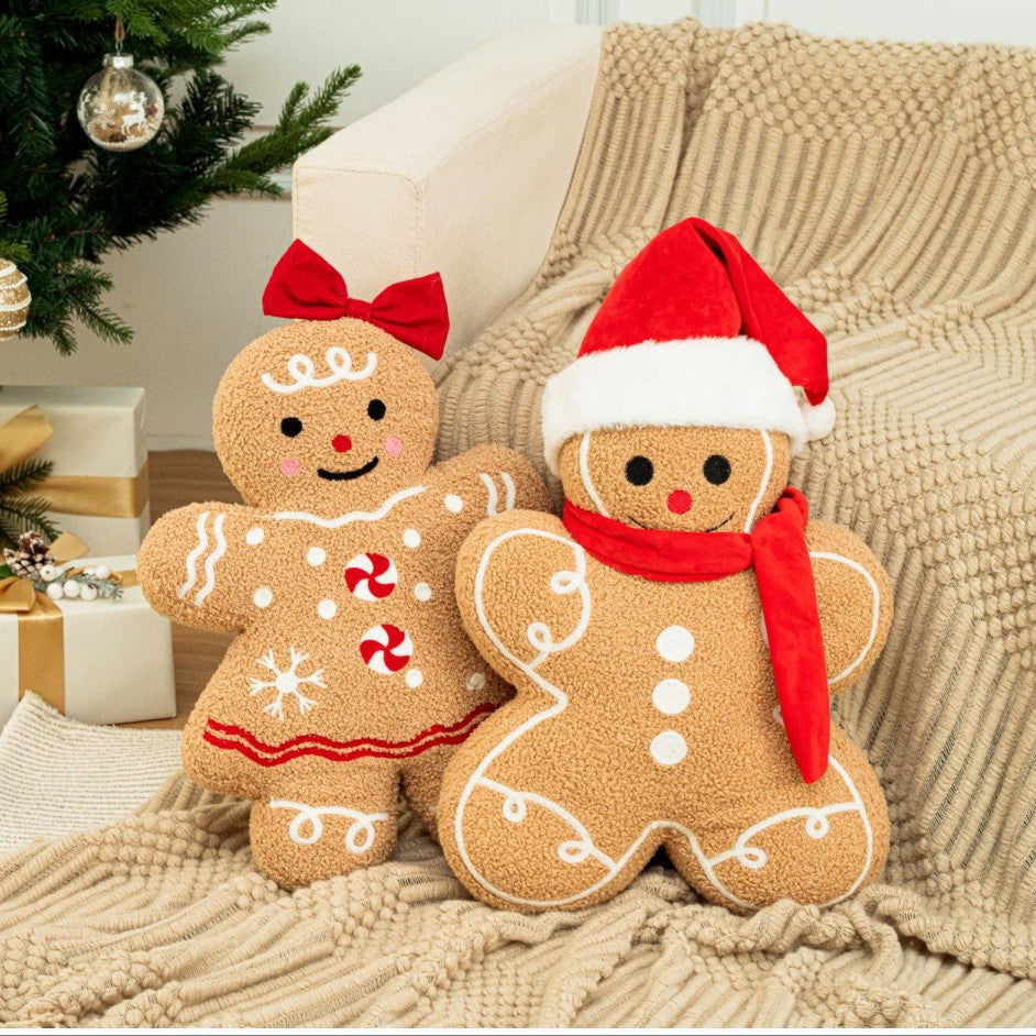 Christmas Gingerbread Man Cookie Figurine Plush Pillow