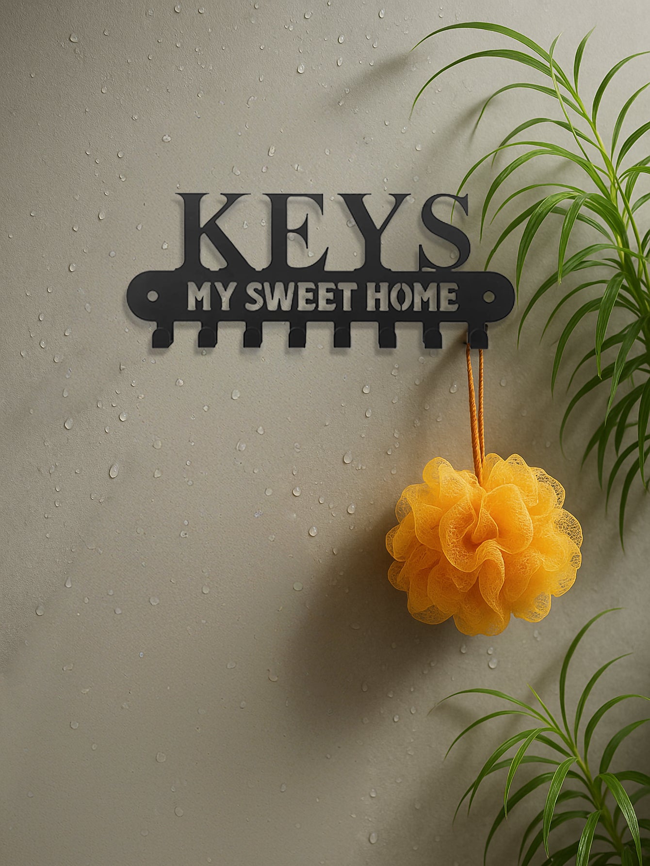Sweet Home' Key Holder With Wall-Mounted Coat Rack-Metal ,Entryway Storage Rack