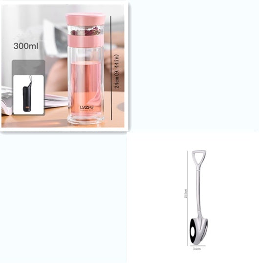 400ml Portable Double Wall Borosilica Glass Tea Infuser Bottle Of Water With Lid Filter Automobile Car Cup