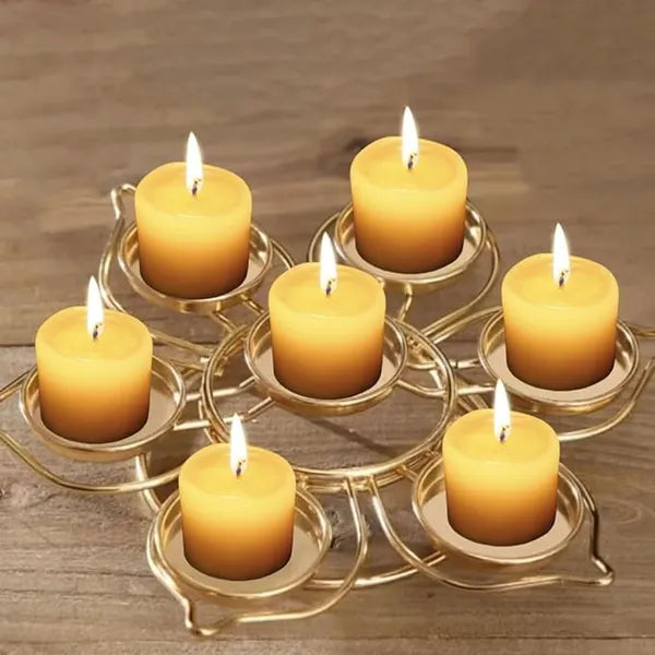 Lamp Holder, Gold Tea Lights Pillar Candle Holder, Flower Candle Holder, Lotus Shape Floating Flower Tea Light Holder, Candle Handcrafted For Home Decor