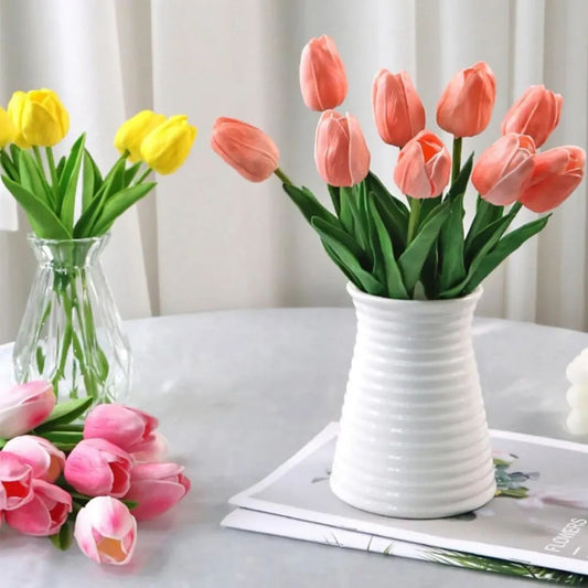 10Pcs Real Touch Tulip Flowers 35cm Artificial Bouquet DIY Wedding Decor