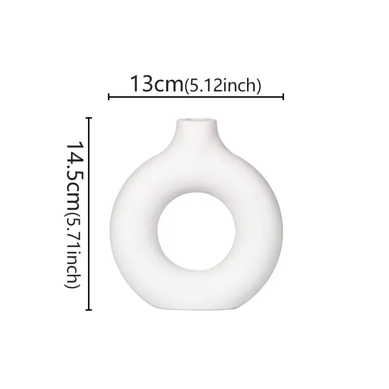 Minimalist Donut Vase 13cm Hollow Circle Flower Pot Home Wedding Decor