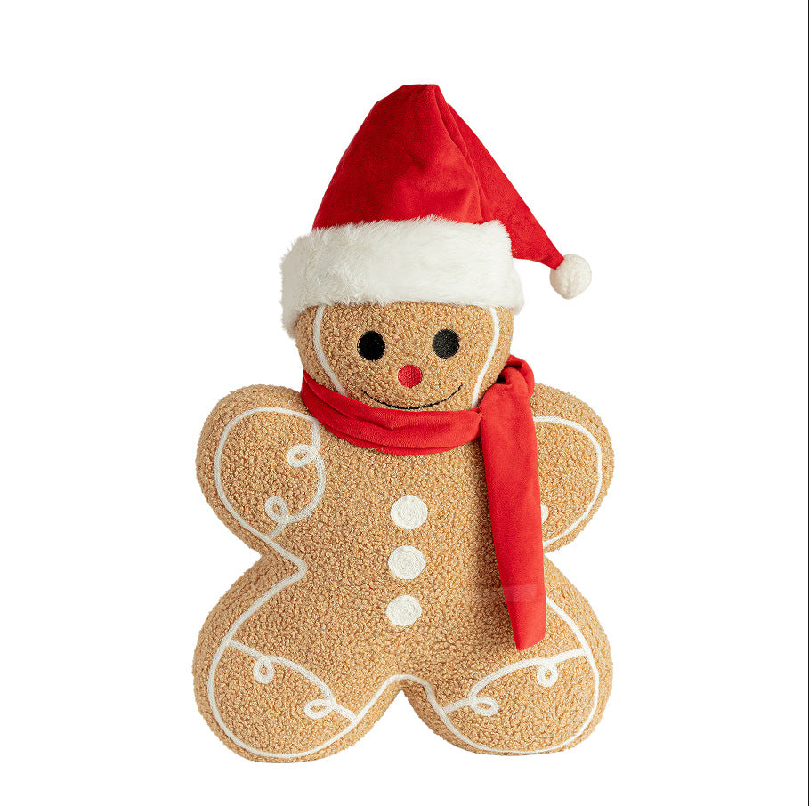 Christmas Gingerbread Man Cookie Figurine Plush Pillow