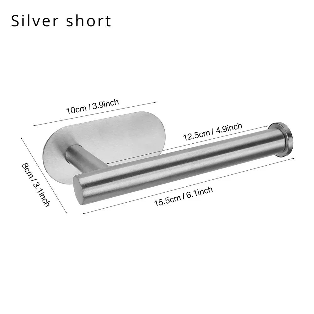 Kitchen Roll Holder Wall Mount Storage Stand Adhesive Stainless Steel