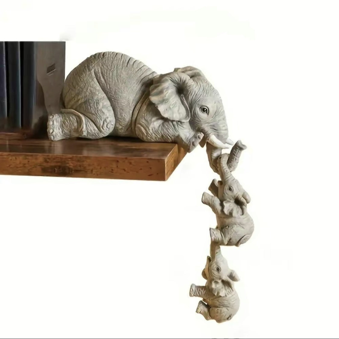 Elephant Family Design Statue, Mother Elephant Hanging Baby Elephants, 3 Pieces Set Desktop Ornament, Animal Themed Home Decor Accent, Desktop Decoration For Living Room Bedroom, Home Decor Accessory