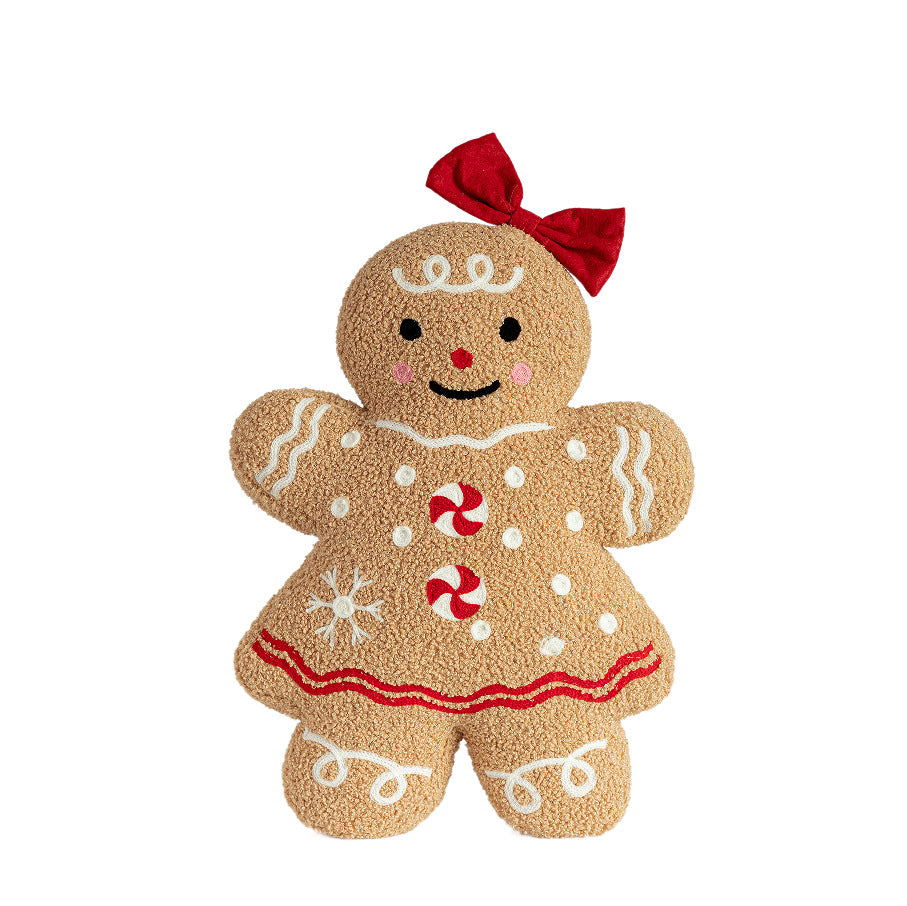 Christmas Gingerbread Man Cookie Figurine Plush Pillow