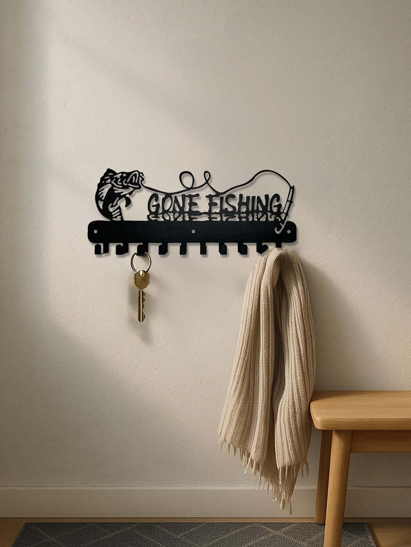 Black Metal Wall Hook Decor, Suitable For Organization, Tidy And Chic Space