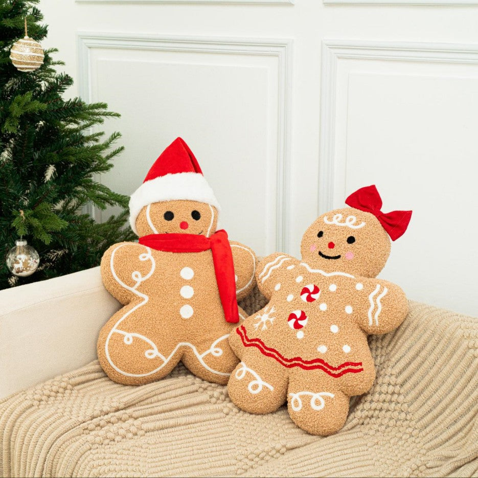 Christmas Gingerbread Man Cookie Figurine Plush Pillow