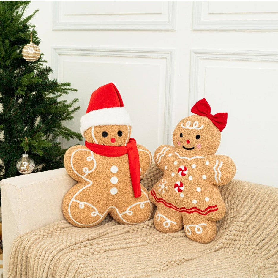 Christmas Gingerbread Man Cookie Figurine Plush Pillow