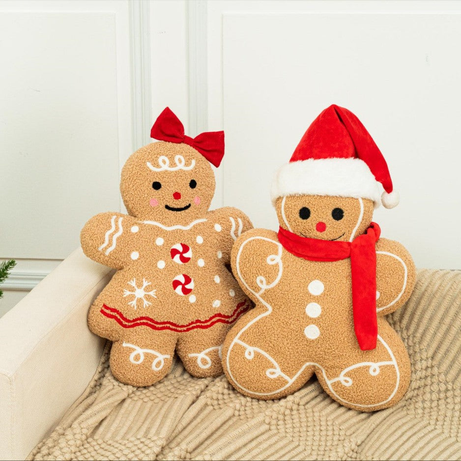 Christmas Gingerbread Man Cookie Figurine Plush Pillow