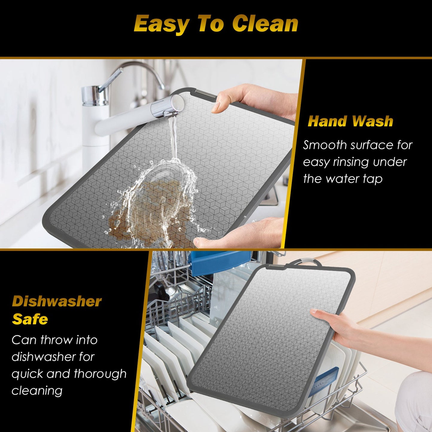 2Pcs Double Sided Cutting Board Stainless Steel PP Chopping Board Lightweight Kitchen Cutting Board Mesh Design With Grinding Zone Knife Sharpener Handle Dishwasher Safe
