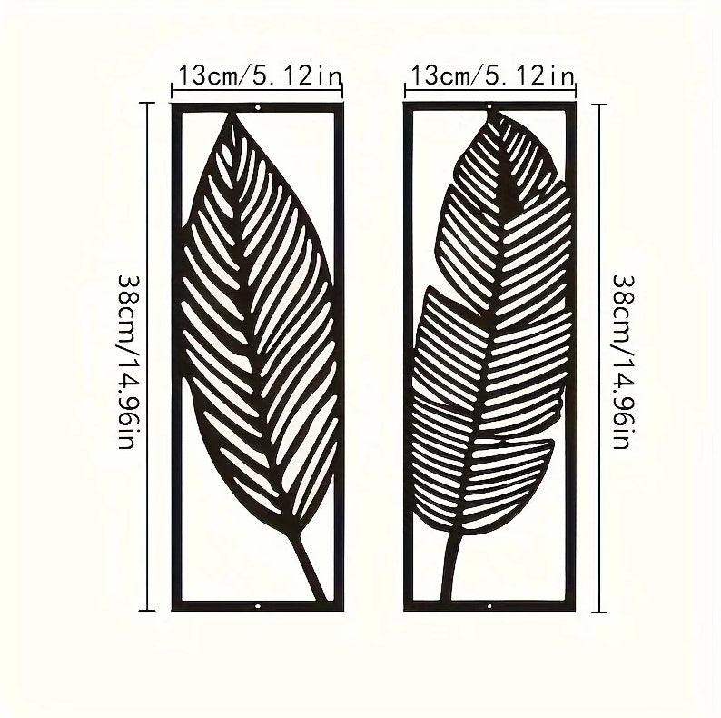 2-Pack Handmade Iron Leaf Wall Art - Rustic Nature-Inspired Home Decor