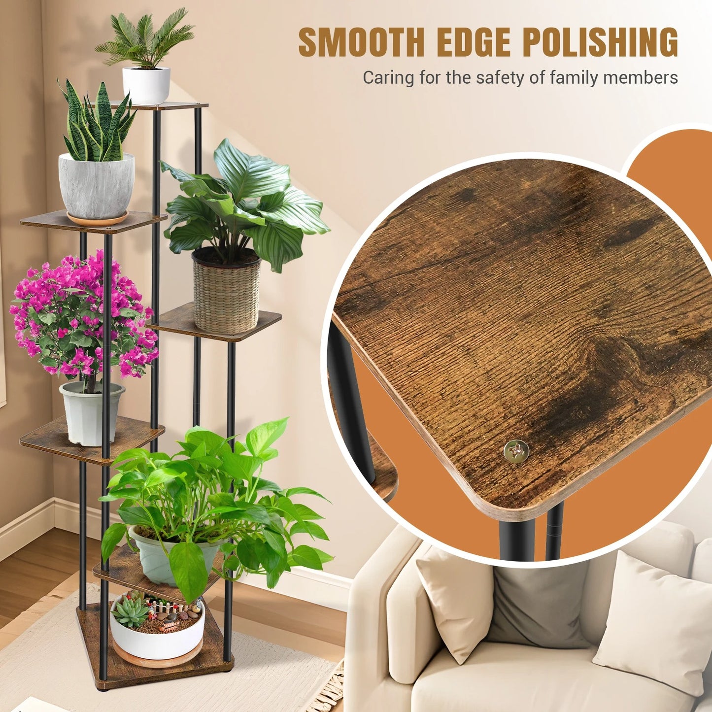 4 Tier Plant Stand Wooden Shelves