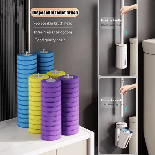 48 PCS Disposable Toilet Brush Refills Foam Cleaning Sponges Heads Bathroom Accessories