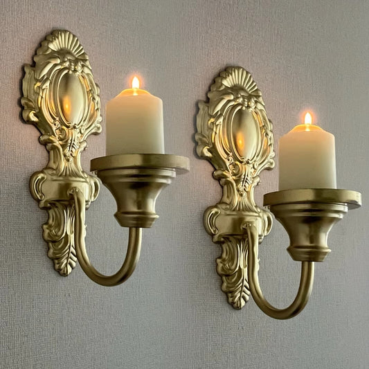 2pcs American Wall-mounted Candle Holder Wrought Iron Rural Pastoral Home Decor