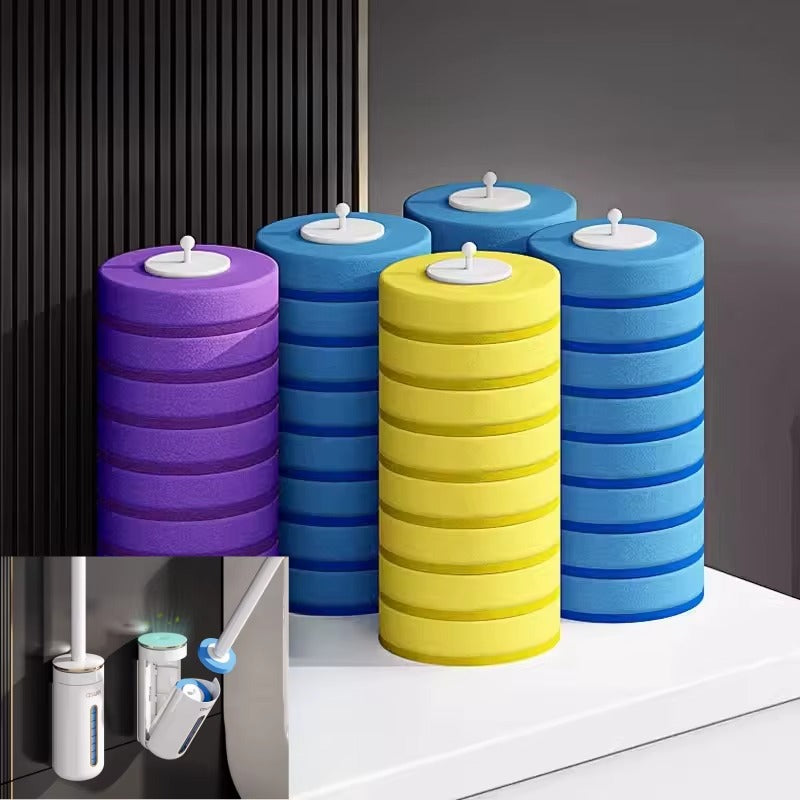 48 PCS Disposable Toilet Brush Refills Foam Cleaning Sponges Heads Bathroom Accessories