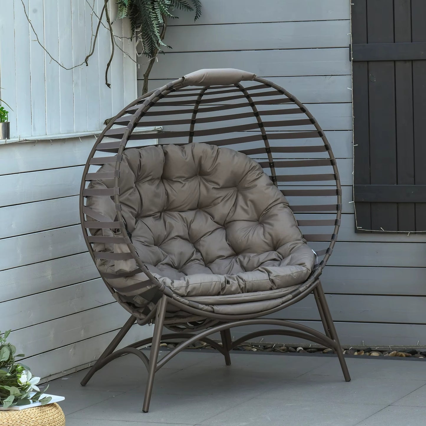 Hanging Egg Chair with Cushion & Side Pocket Indoor Outdoor Garden Basket Seat