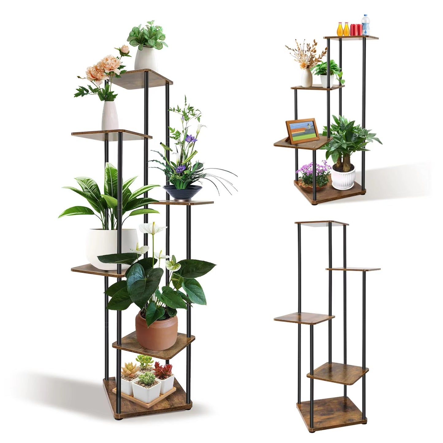 4 Tier Plant Stand Wooden Shelves