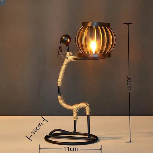 Nordic Metal Candlestick Abstract Character Sculpture Handmade Home Decor Art