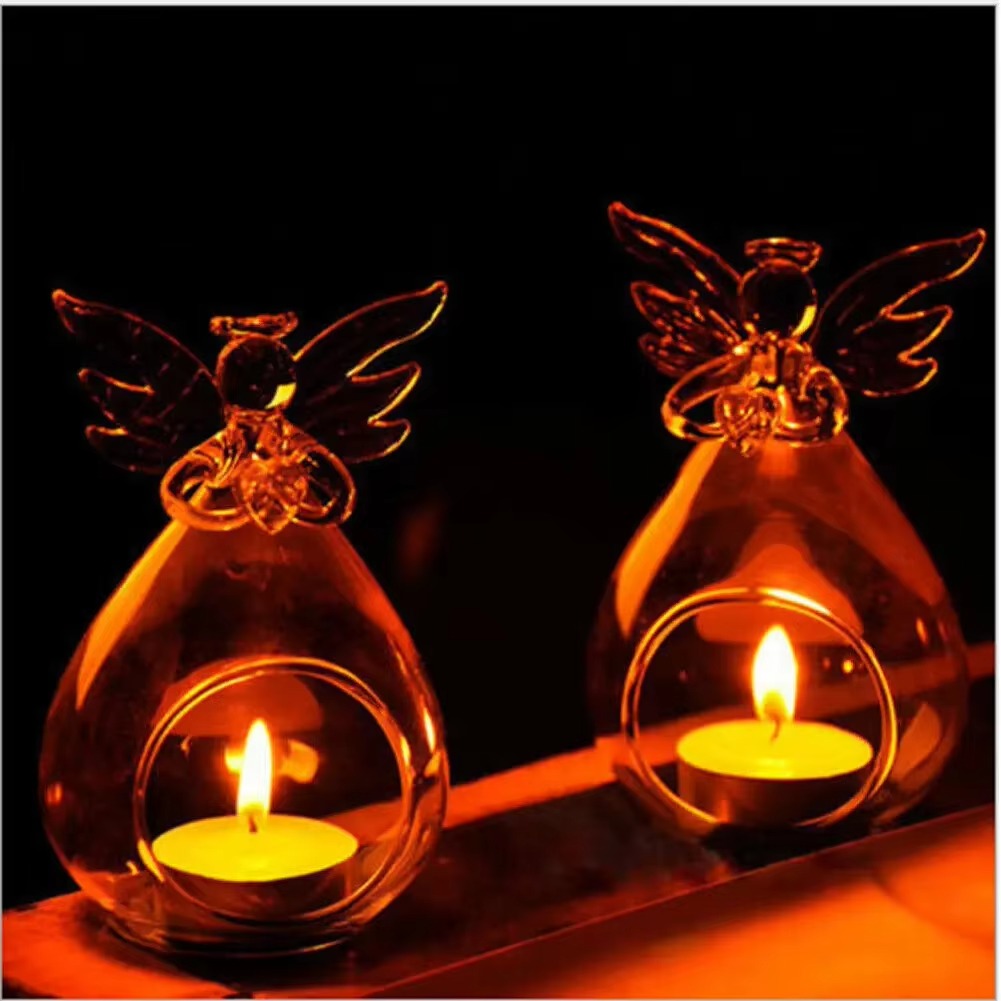 Angel Glass Candle Holder Hanging TeaLight Candlestick Wedding Table Decor Candle Holder